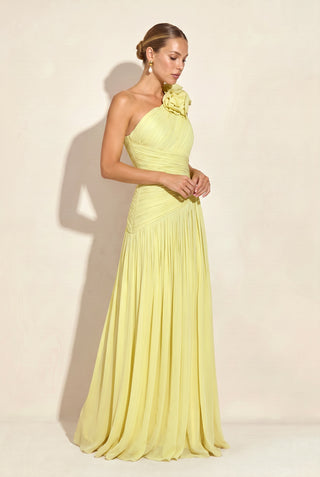 Vestido Ombro Só Drapeado - Manteiga - pose
