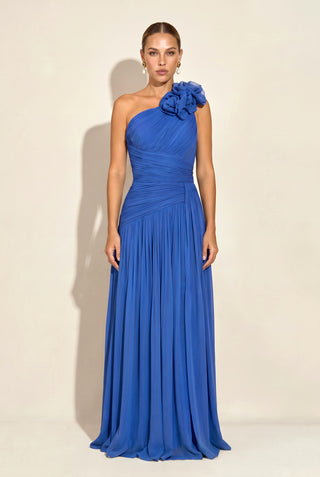 Vestido Ombro Só Drapeado - Royal - frente