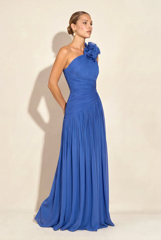 Vestido Ombro Só Drapeado - Royal - pose