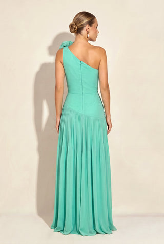 Vestido Ombro Só Drapeado - Verde Acqua - costas