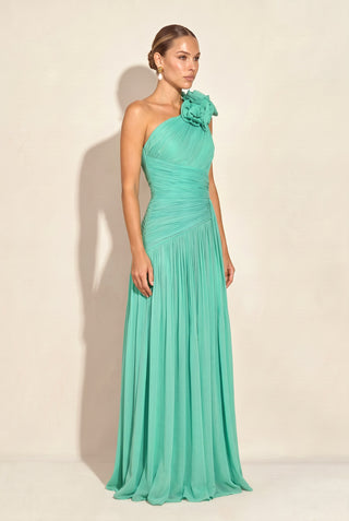Vestido Ombro Só Drapeado - Verde Acqua - pose