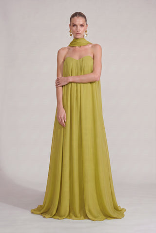 Vestido Fluido Tqc C/echarp Pistache - pose