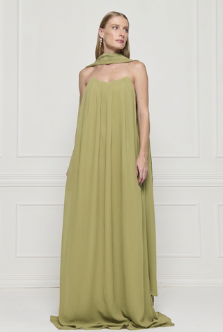 Vestido Fluido Tqc C/echarp - Pistache 2915177536