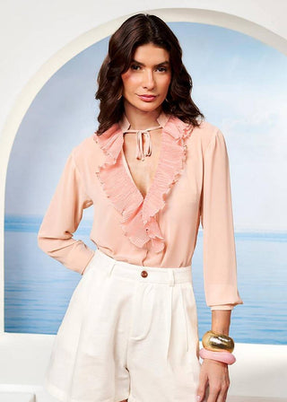Blusa Detalhe Plissado - Rose 211407RS06.