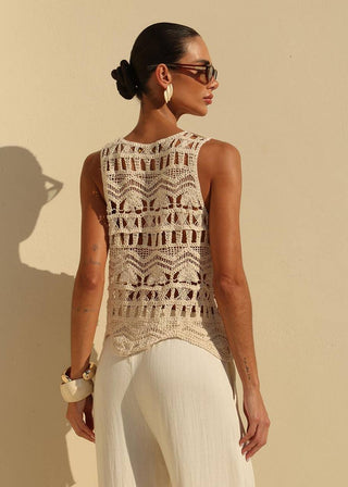 Regata Crochet Bordada Mar - Bege 211429BG01..