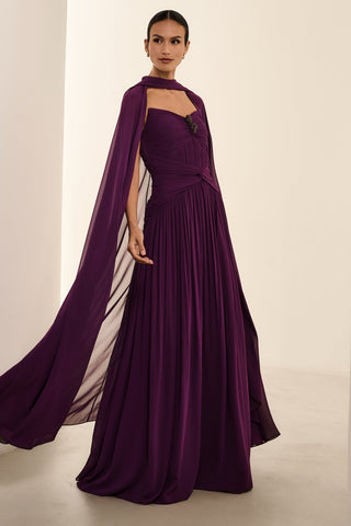 Vestido Tqc Drapeado C/capa - Ametista 2815071078