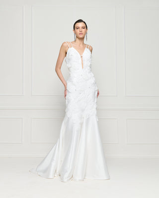 Vestido Wedding Aplicações E Cristais - Off White 321504BR03 OFF..