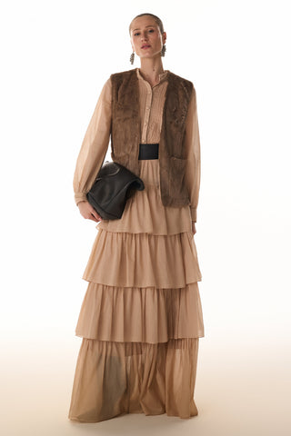 Vestido Fluido Babados - Areia 431529BG02.