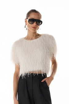 Blusa Pluma Lurex - Off White 411503BR03 OFF..