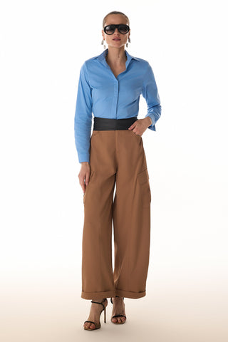 Camisa Tricoline C/ Ombreiras - Azul 411520AZ01.