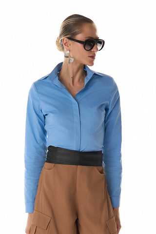 Camisa Tricoline C/ Ombreiras - Azul 411520AZ01.