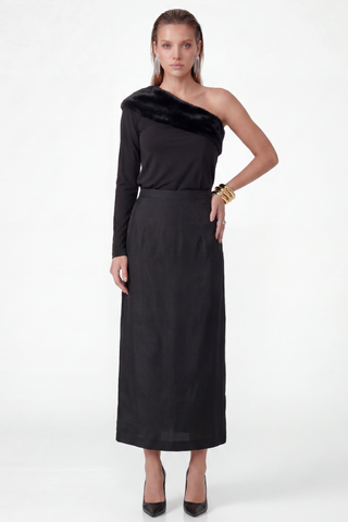 Blusa Um Ombro So C/ Pelo - Preto 411526PR01...