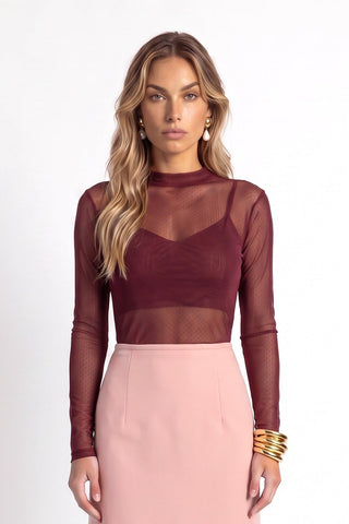Blusa Renda Basica - Marsala - frente