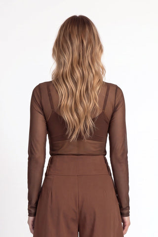 Blusa Em Tule - Marron - costas