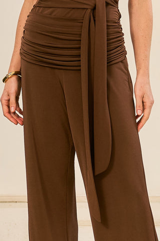 Calça Pala Drape Aladim - Marrom