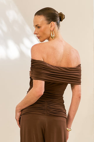 Blusa Ombro A Ombro - Marrom