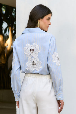Camisa Listras C/renda Aplic - Serenity