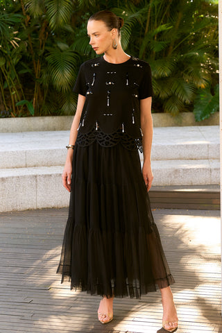 Saia Tule Tres Maria - Preto
