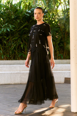Saia Tule Tres Maria - Preto