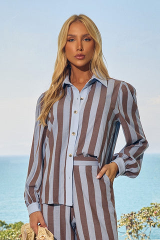 Camisa Listras Largas - Listras Azul