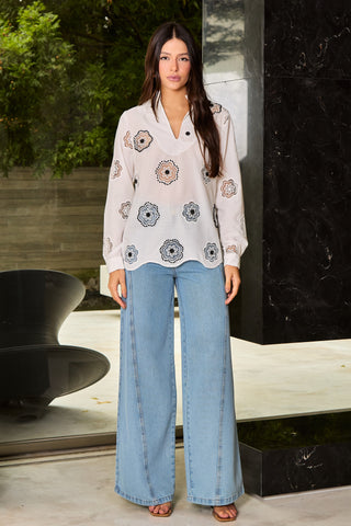 Camisa Gola Alta - Off White