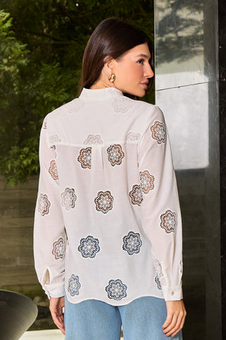 Camisa Gola Alta - Off White