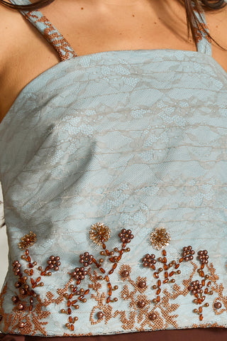 Blusa Em Renda Alça Missngas - Glacial