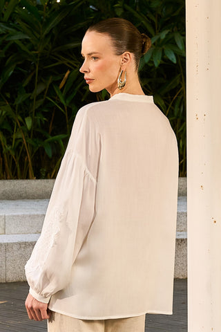 Blusa Detalhe Em Renda - Off White