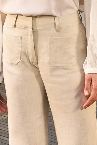 Calça Linho C/ Bolsos Frontais - Champagne
