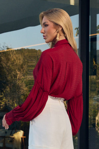 Blusa Detalhe Renda - Vermelho