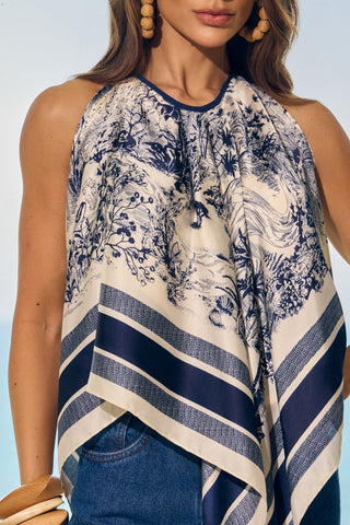 Blusa Frente Unica Amarraçao - Marinho