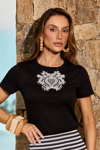 T-shirt Aplicação - Preto