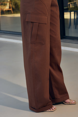 Calça Utilitaria Sarja - Marrom