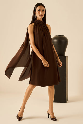 Vestido Frente Unica Midi Lenços - Marron 421521MA09
