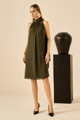 Vestido Frente Unica Midi Lenços - Oliva 421521VD04.