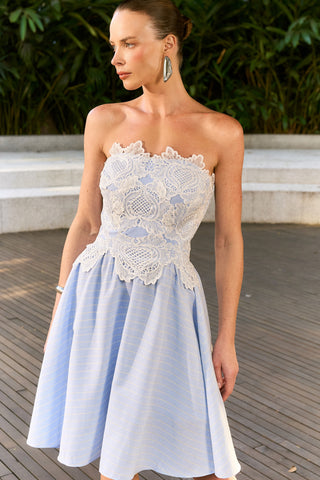 Vest C/ Renda Aplicad E Saia Listr - Serenity