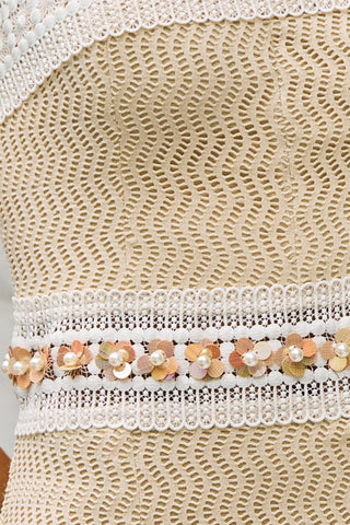Vestido Crochet Waves - Bege