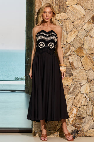 Vestido Top Croche Fluido - Preto
