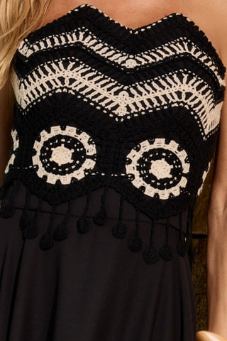 Vestido Top Croche Fluido - Preto