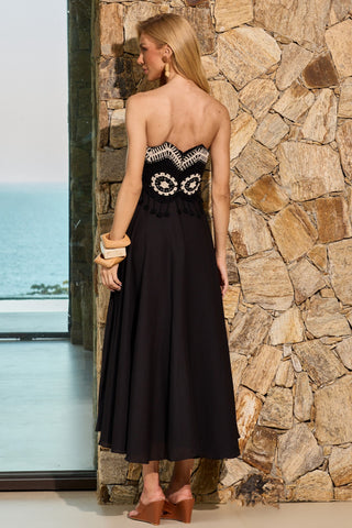 Vestido Top Croche Fluido - Preto