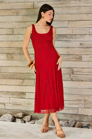 Vestido Tule Poá - Vermelho