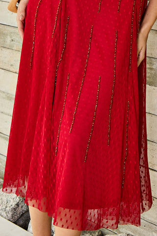 Vestido Tule Poá - Vermelho