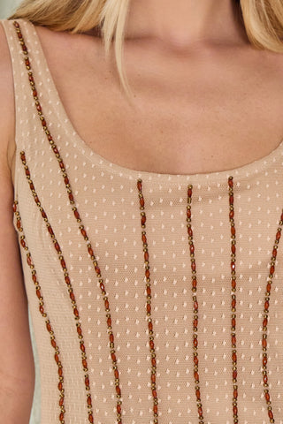 Vestido Tule Poá - Bege