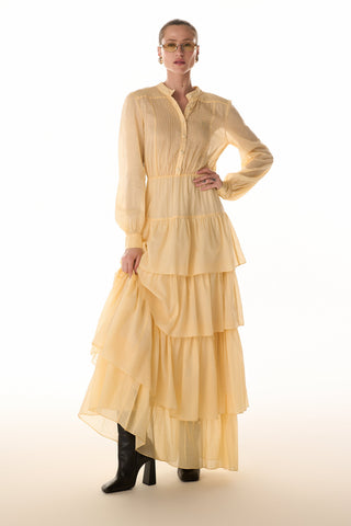 Vestido Fluido Babados - Manteiga 431529BG20
