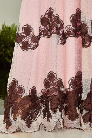 Vestido Fluido Tecido Bordado - Rosa