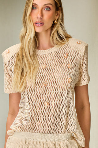 Conjunto Em Renda Calça Aladin - Champagne