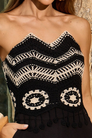 Macacão Detalhe Croche - Preto