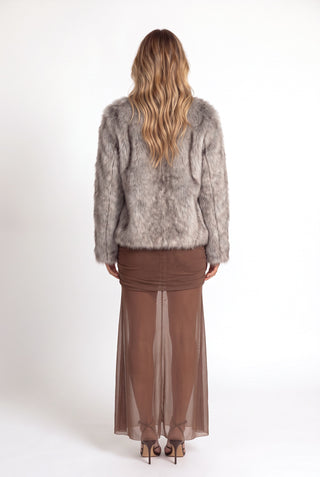 Saia Franzida Em Tule - Marron - costas