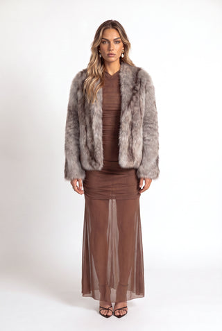 Saia Franzida Em Tule - Marron - frente