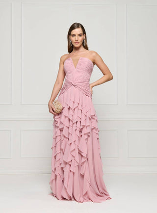 Vestido Drapeado E Saia Em Jabôs - Rosa Claro 2815596939